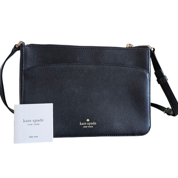 Kate Spade Black Leather Crossbody Bag Women’s Designer Purse Handbag - Picture 1 of 7